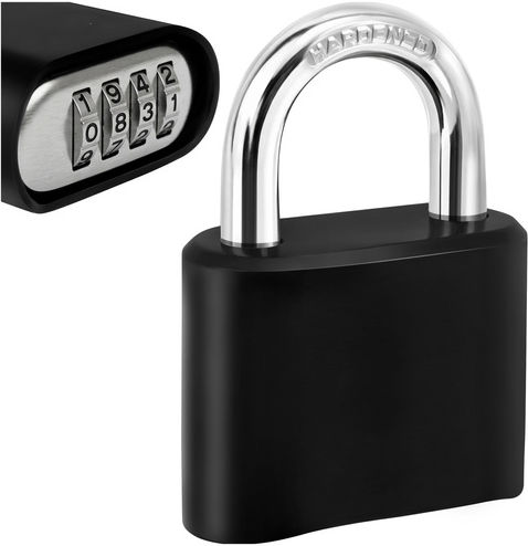 Steel Padlock Brass Combination 24mm Black