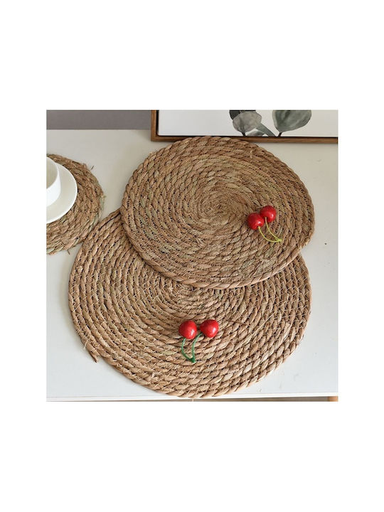 Lalos Round Wicker Placemats Beige 35cm 2 Pieces