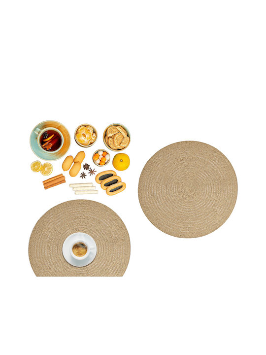 ArteLibre Round Plastic Beige Placemat 38cm