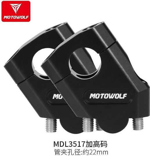 Handlebar Risers 22mm Motowolf 3517mdl 38mm Height