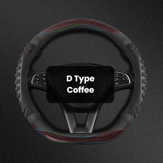 Car Steering Wheel Cover with 38cm Diameter Synthetic Brown with Brown Stitching
