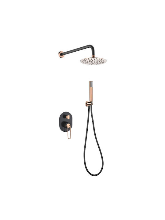 Excel Mona Built-in Mixer Set Telephone & Shower Head for Shower Gold