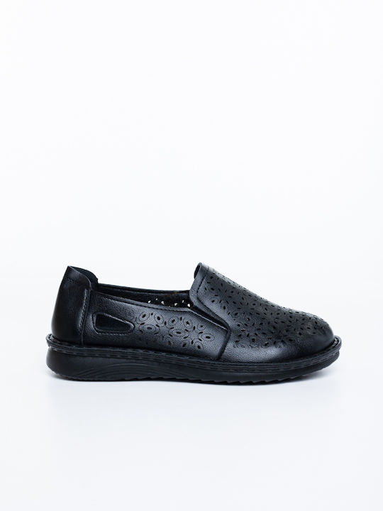 Leder Damen Mokassins in Schwarz Farbe