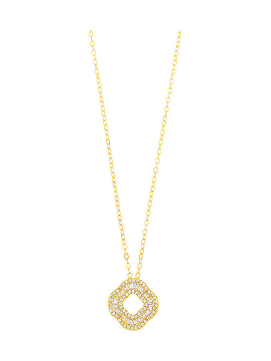 Breeze Necklace Made of Gold Plated Silver with Diamond & Zircon