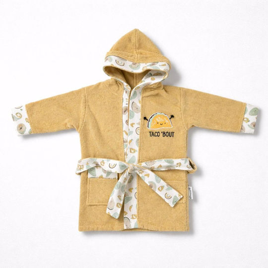 Miniworld Kids Bathrobe Mustard Hooded