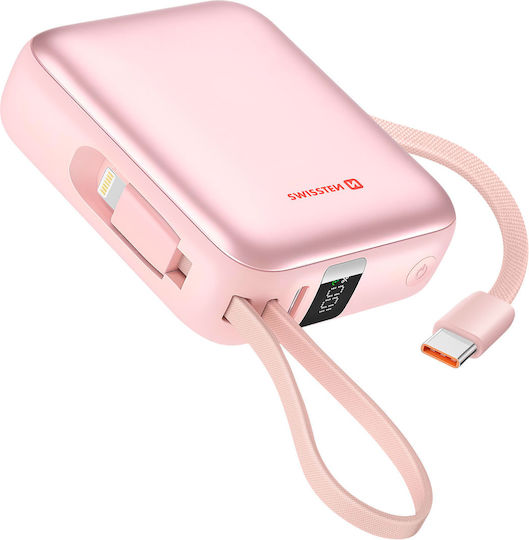 Swissten Power Bank 10000mAh 20W με Θύρα USB-C Ροζ
