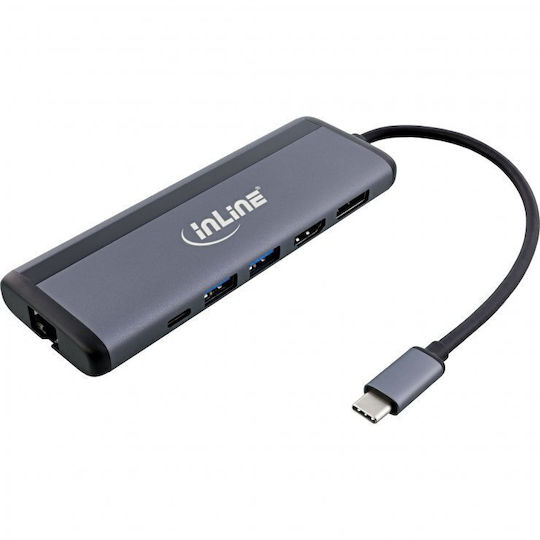 InLine USB-C Докинг Станция с HDMI/DisplayPort 4K PD Ethernet Сива