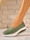 Leather Women's Moccasins In Turquoise Colour