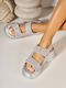 Flache Damen Sandalen Silber