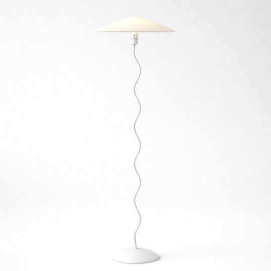 Vencore Curion White 6091-20010 Modern Floor Lamp Single Light White Aluminum Beige Shade Base-Socket 1xE27 Φ40 x H155cm 6091-20010