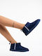 Damen Stiefeletten mit Pelz Blau