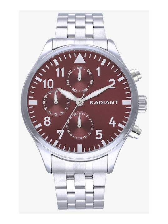 Radiant Ανδρικό Ρολόι 43mm Μπαταρίας με Ασημί Μεταλλικό Μπρασελέ