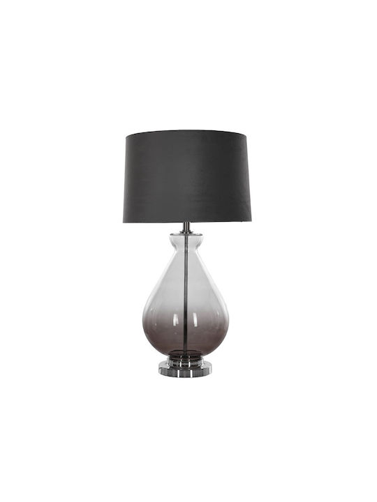 Liberta Glass Table Lamp with Black Shade and Transparent Base