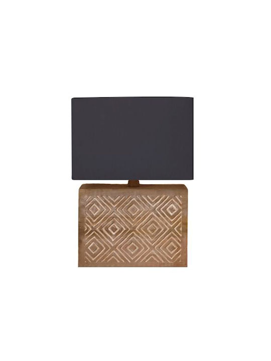 Liberta Wooden Table Lamp with Black Shade and Beige Base