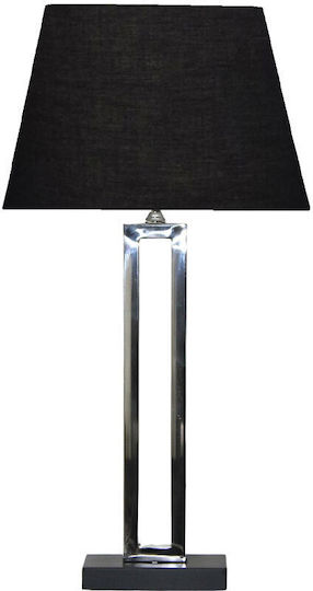 Liberta Metal Table Lamp with Black Shade and Silver Base