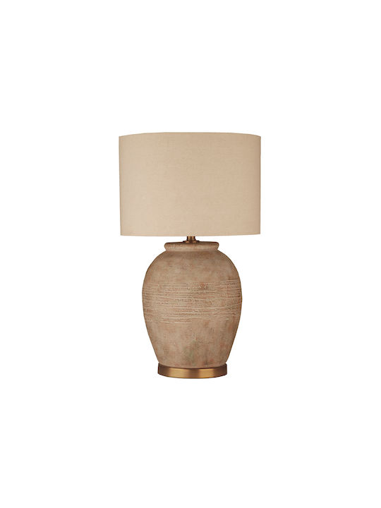 Liberta Concrete Table Lamp with Beige Shade and Base