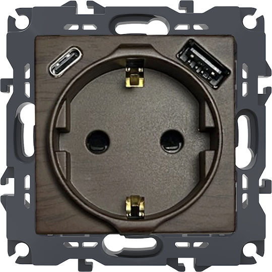 Prize Electrice Șușco Siguranță Lemn 1x2p+e 16A 250VAC & 2xUSB 5VDC 3A IP20 1000116406