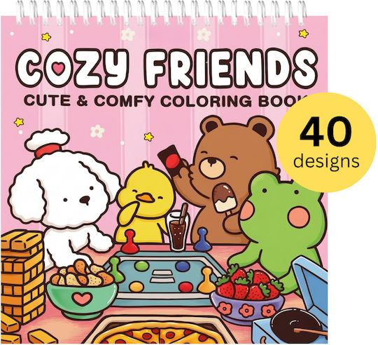 Carte De Colorat Cozy Friends Copertă Dură Desene Amuzante Animale Adulți Copii