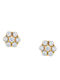 Stud Earrings Rosette Made of 14K Gold with Diamond