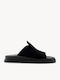 Schwarze Flatforms Breite Ferse Mit Metallischer Detail