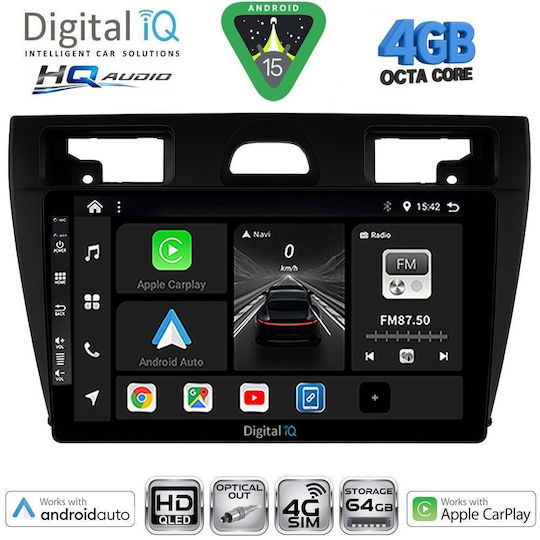 Digital IQ Car Audio System for Ford Fiesta 2005-2008 (Bluetooth/USB/WiFi/GPS/Apple CarPlay/Android Auto) with 9" Touch Screen