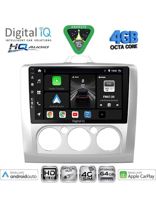 Digital IQ Auto-Audiosystem für Ford Focus 2005-2012 mit A/C (Bluetooth/USB/Eingebautes Wi-Fi / GPS / Apple CarPlay / Android Auto) mit 9 Zoll Touchscreen