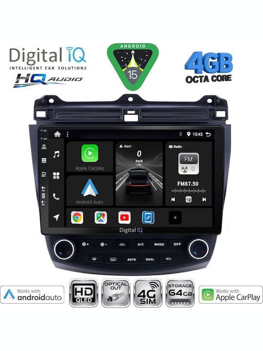Digital IQ Car Audio System for Honda Accord 2003-2007 with Clima (Bluetooth/USB/WiFi/GPS/Apple CarPlay/Android Auto) with 10" Touch Screen