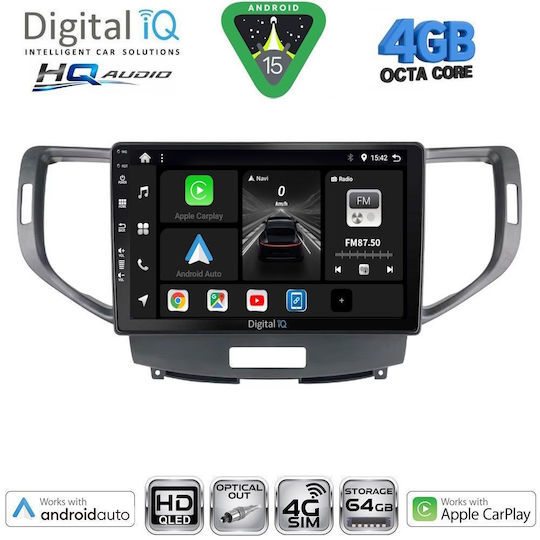 Digital IQ Car Audio System for Honda Accord 2008-2013 Bluetooth USB WiFi GPS Apple CarPlay Android Auto with 9" Touch Screen