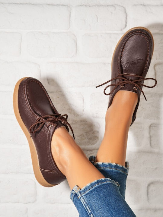 Reverse Oxfords Pentru Femei Din Piele Maro
