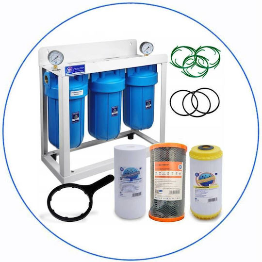 Aqua Filter Big Blue Устройство За Филтриране На Вода Тройно За Централно Снабдяване С Диаметър 1'' BBF321
