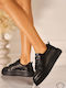 Δερμάτινα Γυναικεία Oxfords σε Μαύρο Χρώμα