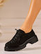Suede Γυναικεία Oxfords σε Μαύρο Χρώμα