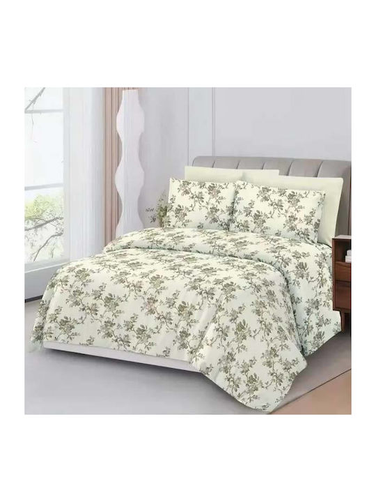 SpitiBazaar King Size Bed Sheets Set with Rubber Hugger 220x240cm Floral 6 Pieces