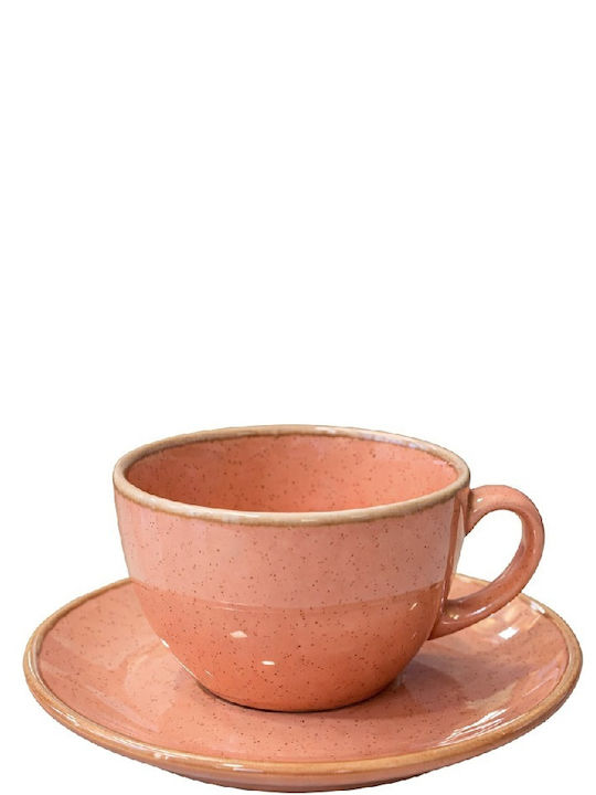 Espiel Essentials Set Cappuccino Cups Porcelain Pink 220ml 6 Pieces