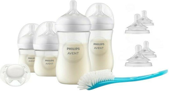 Philips Set Biberoane din Plastic Natural Anti-colici cu Tetină din Silicon pentru 0+ luni Alb 125ml 4 bucăți