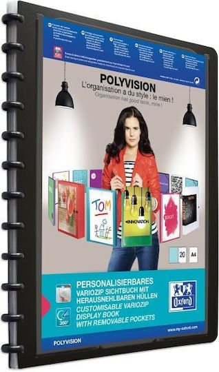 Oxford Ring Folder Polyvision Vario Zip Principle 20 Transparent Pp Sleeves Din A4