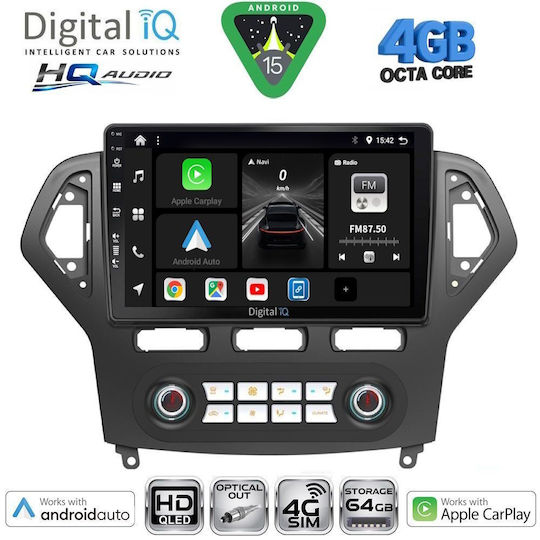 Digital IQ Ηχοσύστημα Αυτοκινήτου για Ford Mondeo 2007-2011 με Clima (Bluetooth/USB/WiFi/GPS/Apple-Carplay/Android-Auto) με Οθόνη Αφής 10"