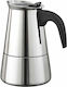 Cheffinger Italian Stainless Steel Moka Pot 6 Cups Induction Compatible Silver