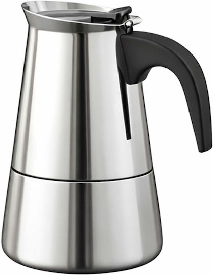 Cheffinger Italian Stainless Steel Moka Pot 6 Cups Induction Compatible Silver