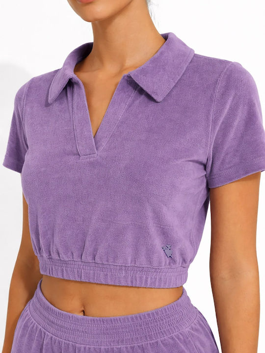 SugarFree Bluza Damă Crop Top Bumbac Mâneci Scu...