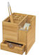 Wooden Pen Holder in Beige Color 10.3x11.7x10.3cm 1pc