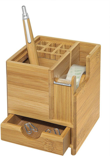 Wooden Pen Holder in Beige Color 10.3x11.7x10.3cm 1pc