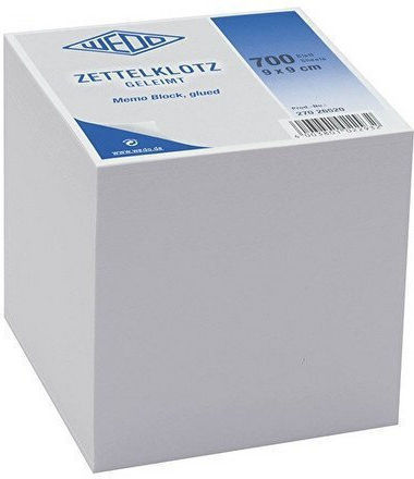 Wedo Sticky Memo Pads Cube 700 White Sheets 9x9cm