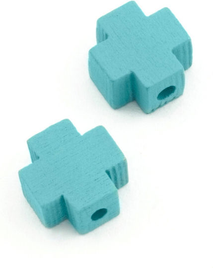 Wooden Cross 8.5x8.5mm Ø1mm Blue Package 90 Pieces