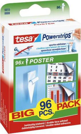 Tesa Κόλλα Αυτοκόλλητο Powerstrips Poster Λευκή