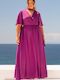 Rochii Maxi de Seară Rochii de Vară Pentru Femei Satin Wrap-Around Fucsia