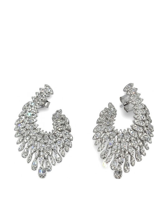 Silver Stud Earrings with Stones