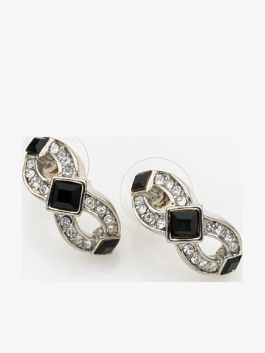 Stud Earrings with Black Stones