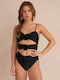 One Piece Swimsuit Appliqué Roses Size S Black