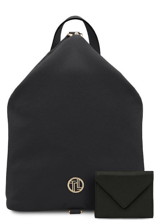 Set Geantă de Damă din Piele Tip Rucsac Neagră